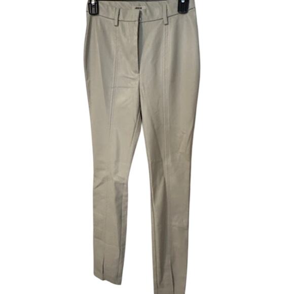 NWT Jason Wu Vegan Faux Leather Neutral Split Leg Trousers XS - Picture 2 of 5